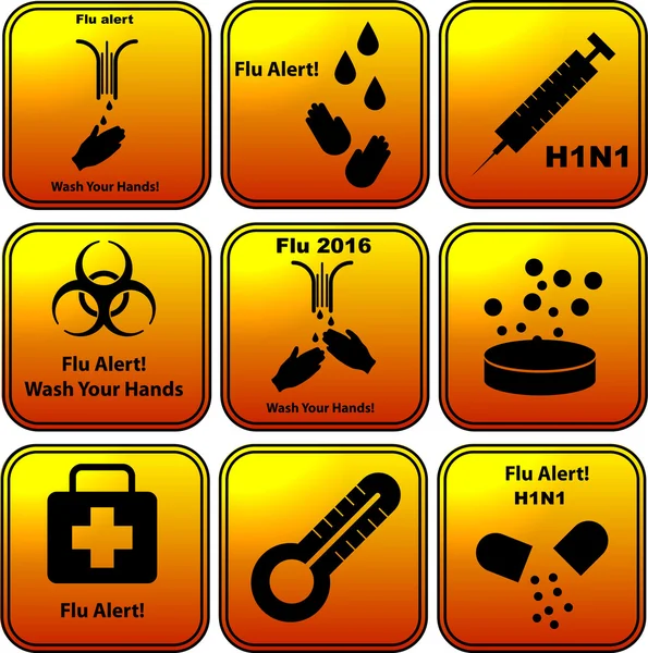 Ensemble d'icônes d'alerte de grippe vectorielle — Image vectorielle