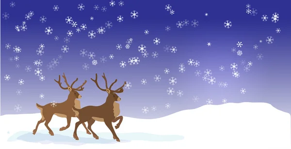 Bandiera natalizia con renne vettoriali — Vettoriale Stock