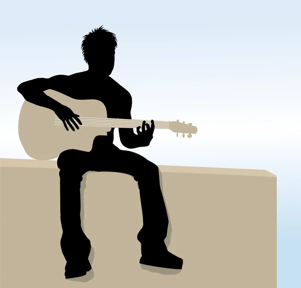 Vector Man jouant de la guitare — Image vectorielle