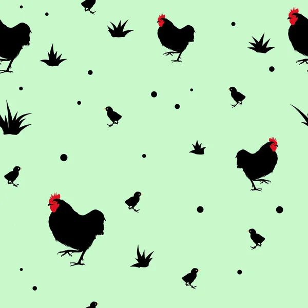 Seamless vector pattern with farm  birds — Stock Vector