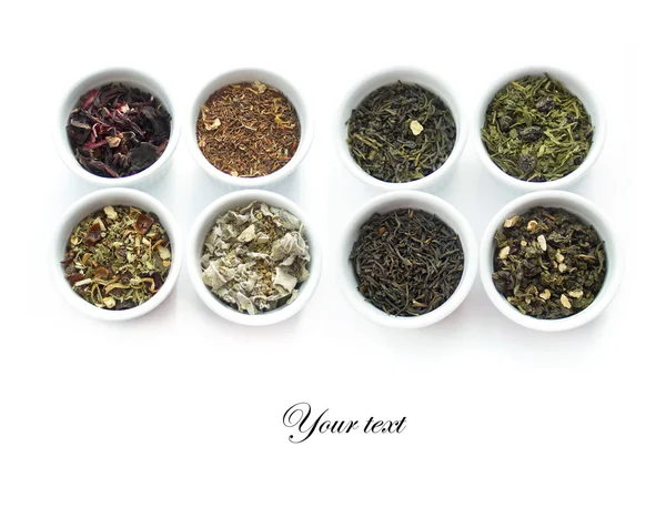 Coleção de chá de ervas. Isolado em branco — Fotografia de Stock