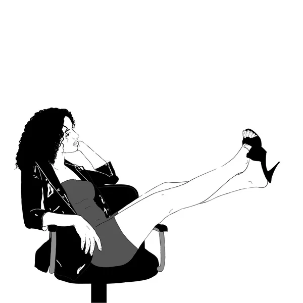Sexy secretary on chair — Stock Vector
