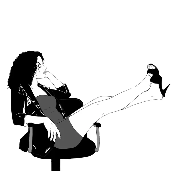 Segretaria sexy sulla sedia — Vettoriale Stock