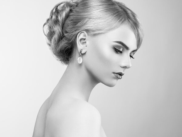 Portrait of beautiful sensual woman with elegant hairstyle