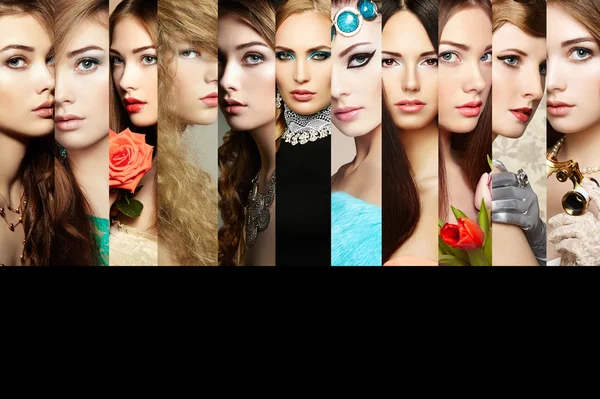 Beauty collage. Faces of women — Stock Photo, Image