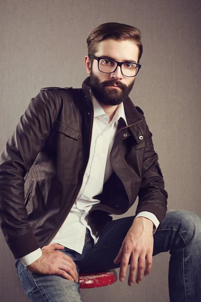 Portrait of handsome man with beard — Stock Photo, Image