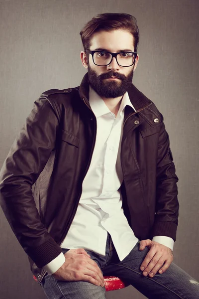 Portrait of handsome man with beard — Stock Photo, Image