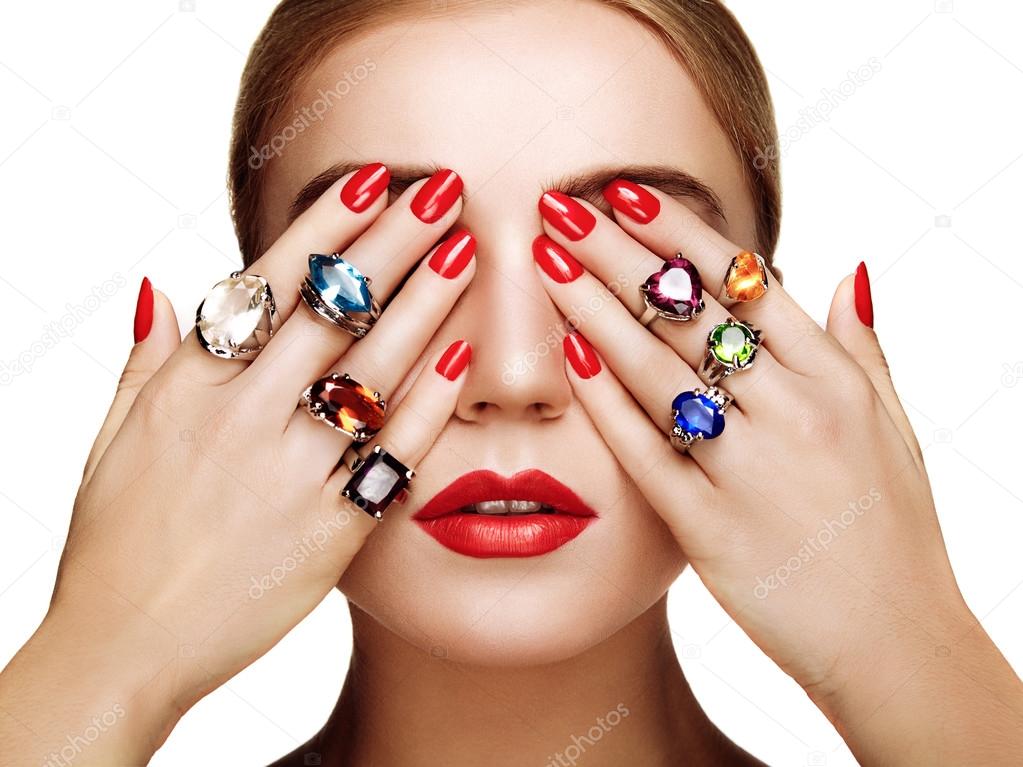 Portrait of beautiful woman with jewelry Stock Photo by ©heckmannoleg 