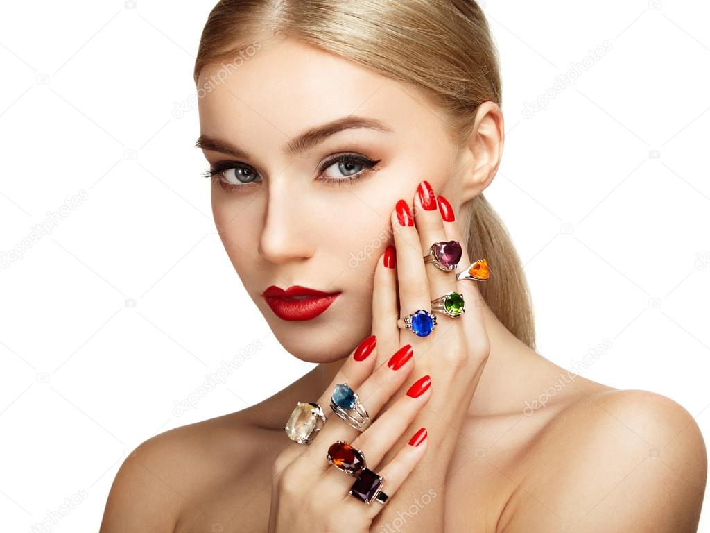 Portrait of beautiful woman with jewelry