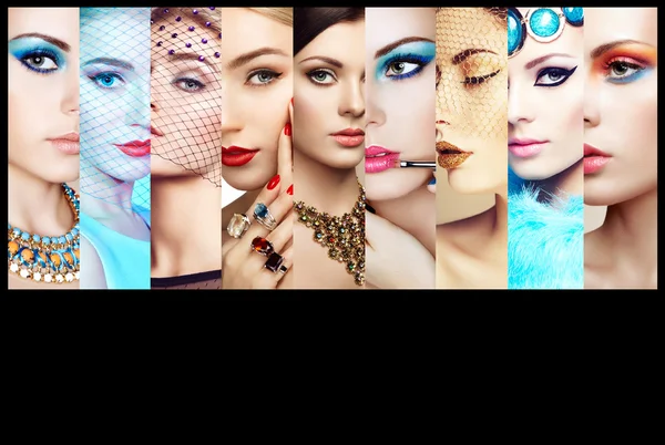Collage di bellezza. Volti delle donne — Foto Stock