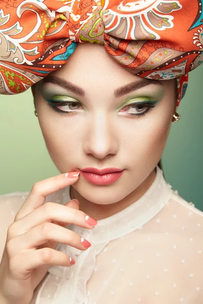 Portrait of beautiful young woman with bow — Stock Photo, Image