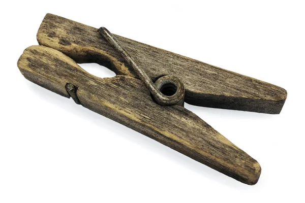 Decrepit wooden clothespin — Stock Photo, Image