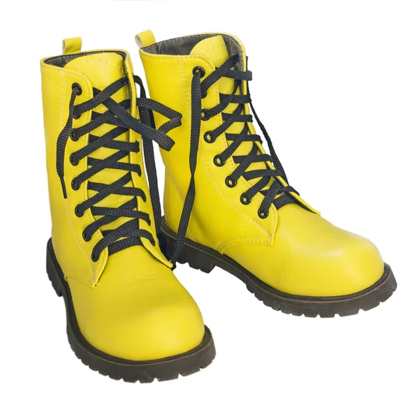 白い背景の上の黄色の高い靴 — ストック写真