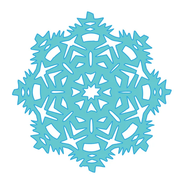 Blue Festive Snowflake Lie White Background Cut Out Paper — Stock Vector