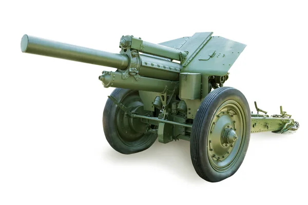 Soviético 122 Milímetros Howitzer Modelo 1938 Isolado Fundo Branco — Fotografia de Stock