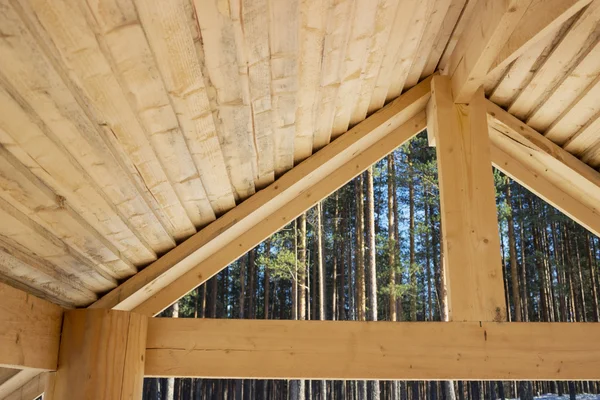 Internal surface of a wooden primitive roof — Stock Photo, Image