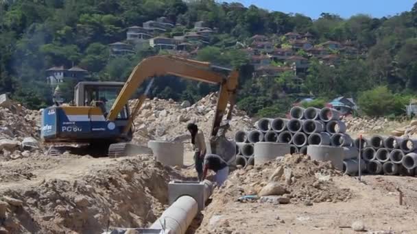 下水道の敷設作業します。タイ — ストック動画