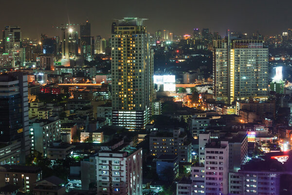 BANGKOK, THAILAND - CIRCA APR 2013: night views of Bangkok from the Baiyoke Tower II. Baiyoke Tower is the tallest building in Thailand (328.4 m)Thailand