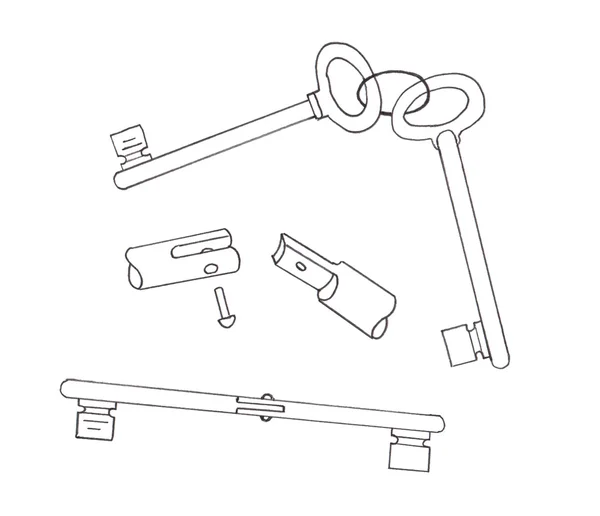 Două chei sunt îmbinate de o balamale — Fotografie, imagine de stoc