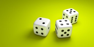 Three dice on a green background clipart