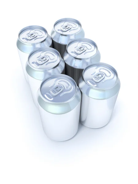Muitas latas de refrigerante de prata — Fotografia de Stock