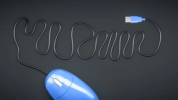 Computer mouse and cable — Stock Photo, Image