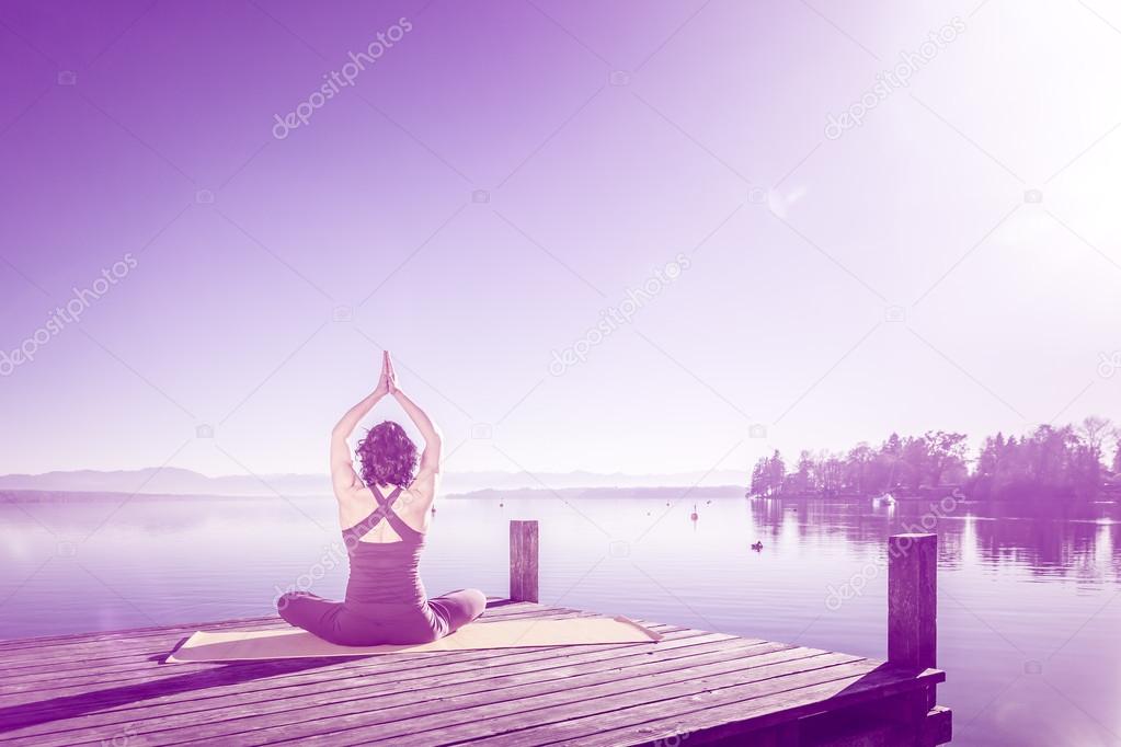 A pretty woman doing yoga