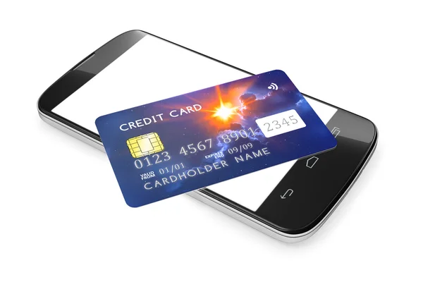 Smartphone και μια πιστωτική κάρτα — Φωτογραφία Αρχείου