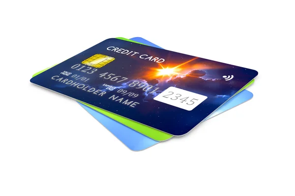 Drie creditcards voor betalingen — Stockfoto