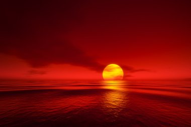 Denizin üzerinde gün batımı