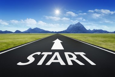 Road to horizon with text start clipart