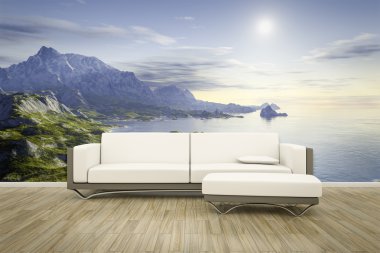 Fotoğraf duvar ile oturma odası