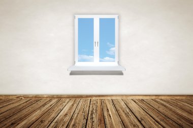 bir pencere boş ahşap Oda