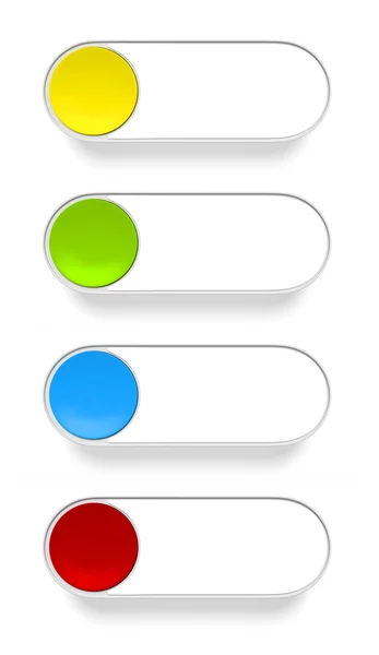 Натисніть кнопку в різних кольорах — стокове фото