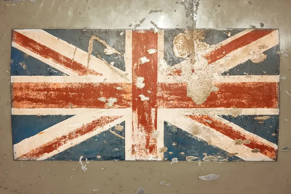 錆びた金属板にイギリス国旗のイメージ — ストック写真