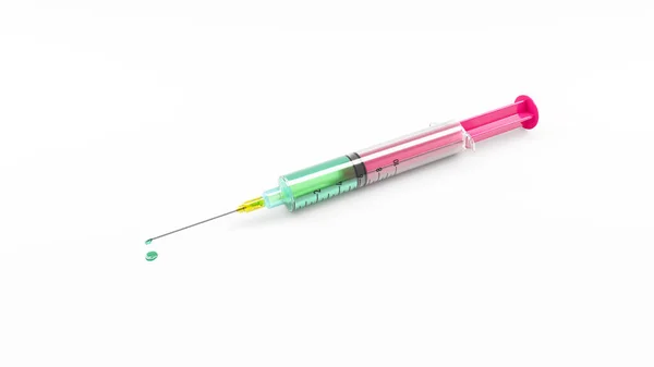 毒で満たされた典型的な注射器3Dイラスト — ストック写真