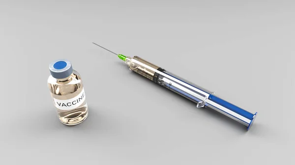 ワクチン接種のための典型的な注射器3Dイラスト — ストック写真