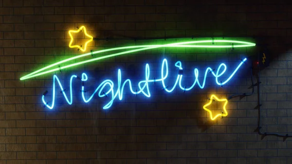 Neon Light Sign Nightlive Stars Illustration — Stock Photo, Image