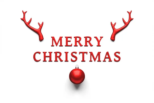 Veselé Vánoce Dekorace Červené Parohy Koule Ilustrace — Stock fotografie
