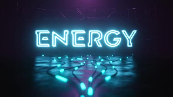 ネオンサインのエネルギーの流れ — ストック動画