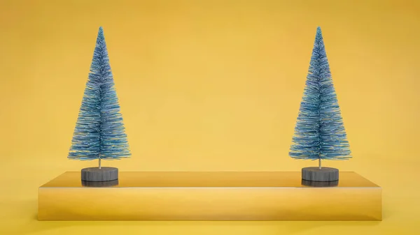 Kerst Display Achtergrond Met Speelgoed Dennenboom Illustratie — Stockfoto