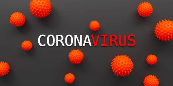 コロナウイルスCovid 19暗黒の背景のシンボル3Dイラスト — ストック写真