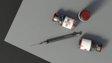 Hastanede hiç korona aşısı kalmamış. 3B illüstrasyon