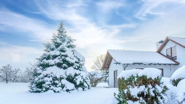 Das Bild Einer Kalten Winterschneelandschaft — Stockfoto