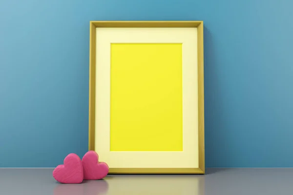 Wooden Frame Wall Hearts Illustration — Stock Photo, Image