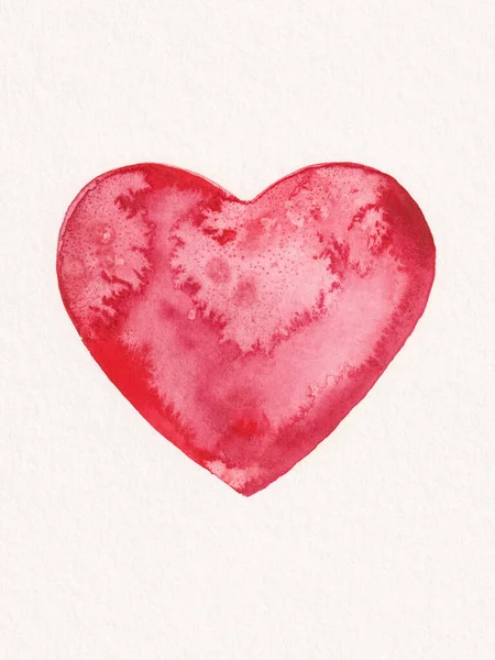 Watercolor Illustration Red Heart Valentines Day — Stock Photo, Image