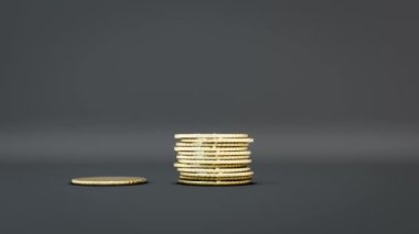 Bozuk para istifleme animasyonu. 3d oluşturma