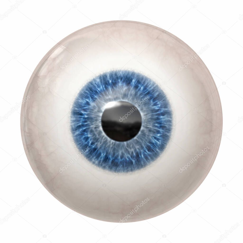 A 3d illustration of a blue human iris