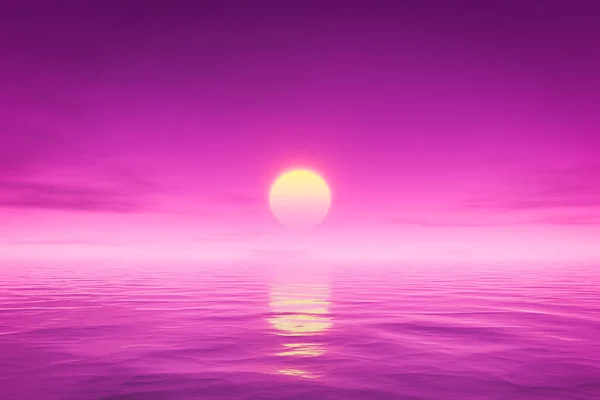 Pink Sunset Ocean Illustration — Stock Photo, Image