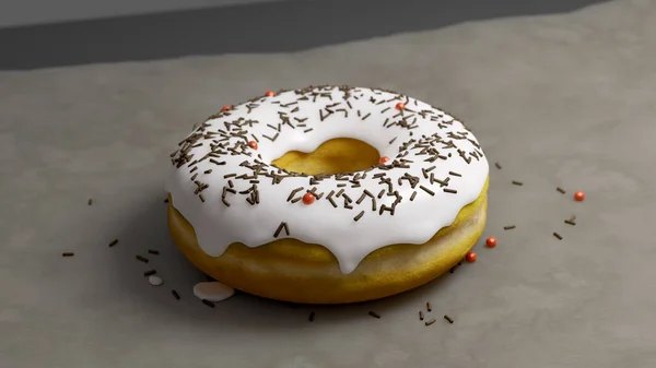 Típico Donut Recién Horneado Sobre Papel Ilustración — Foto de Stock
